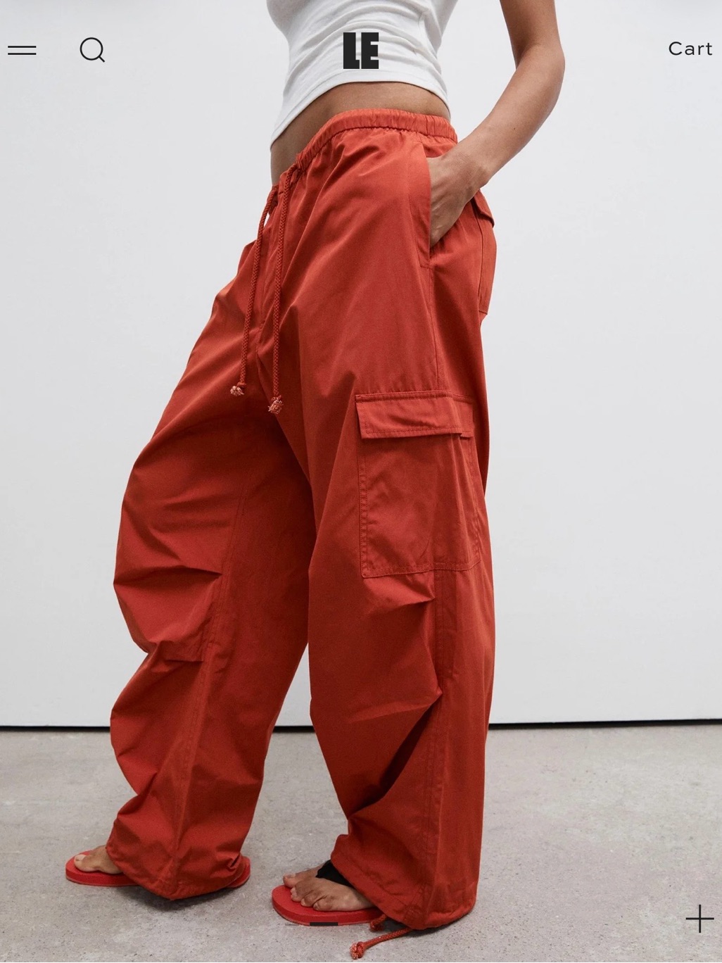 Local European Oversized Cargo Track Pants In Rust